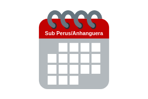 Imagem de um calendário cinza e vermelho escrito Sub Peru/Anhanguera.